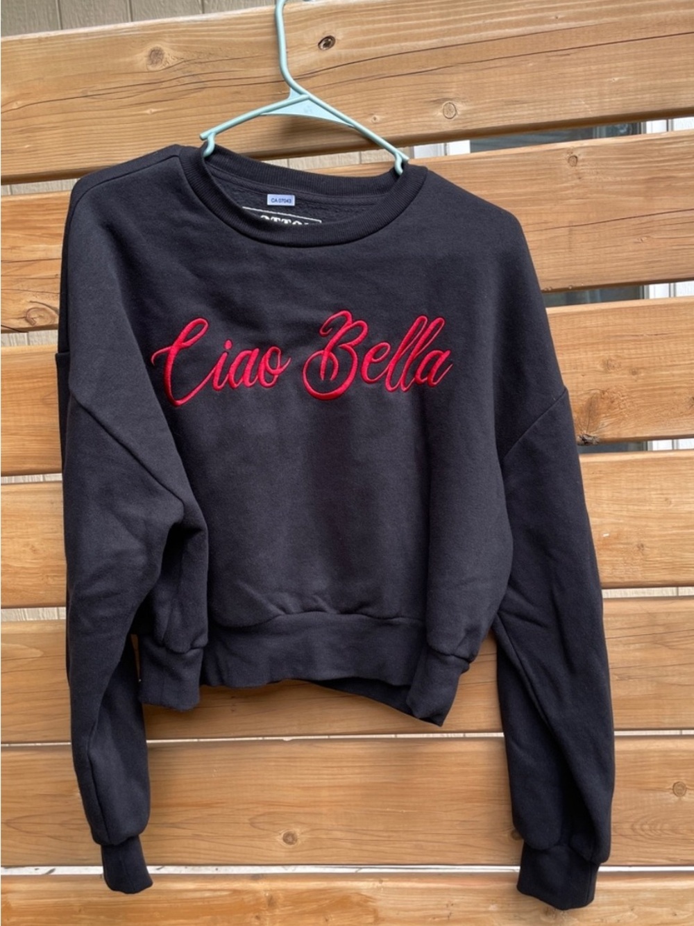 Organic Generation Italy “Ciao Bella” Cotton Classic Black Crew Sweatshirt